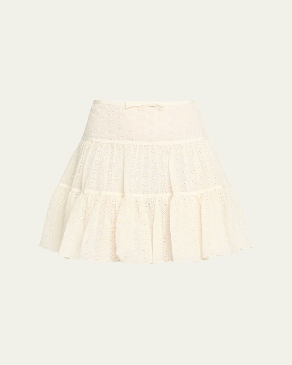 Tiered Eyelet Mini Skirt